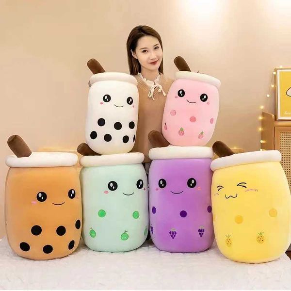 Plush Dolls 22-70cm Giant Bubble Tea Plush Tea Soft Milk Boba Pillow Peruche Ice Cream Juice Bottle Decorative Gifts J241214