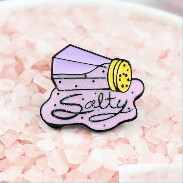 Pins Brooches Salt Jar Salty Purple Enamel Creative Brooch Cartoon Pins Special Tide New Lapels Denim Badge