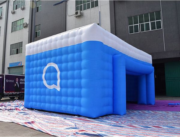 Wholesale Outdoor customized Any size 10mWx8mLx3.5mH blue inflatable selling booth cube stand circus tent with air blower for party and bran