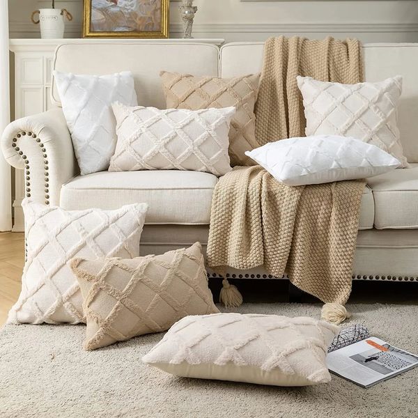 Soft Plush Wool Throw Pillow Covers y Style Cushion European Shell for Sofa Bedroom Cream Khaki Christmas 250208