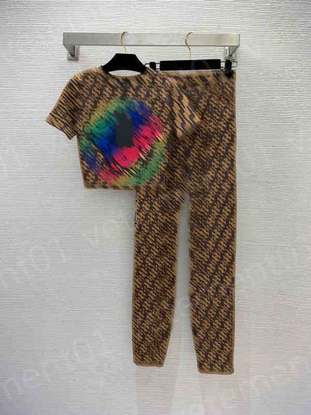 Designer Womens Two Piece Pants Brand Fashion Character Print T-Shirt Summer Yoga Pants Activewear Set Luxury Women Clothing