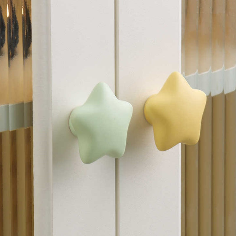 Ceramic Star Cabinet Knobs Cute Drawer Pulls with Smooth Finish Decorative Handles for Various Furniture Styles Including Bedroom Living Room Kitche