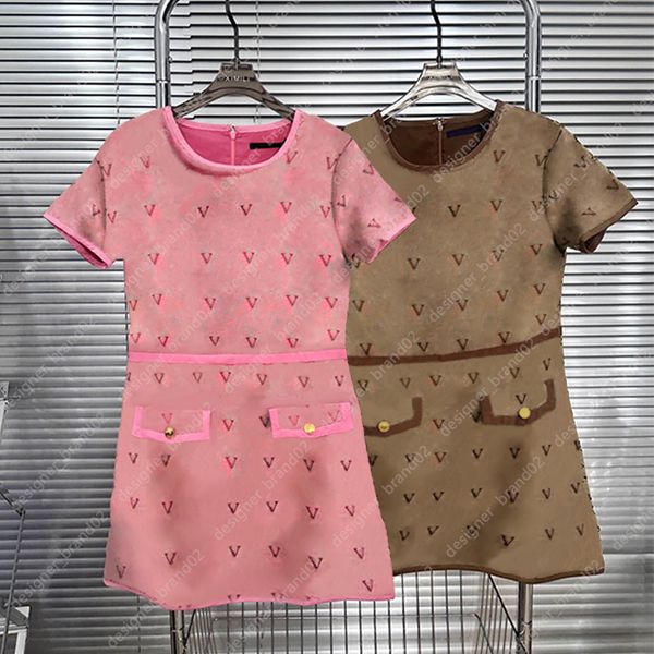 Women Dresses Classic Full Letter Print Dress Fashion Casual Summer Short Sleeve Womens Clothing