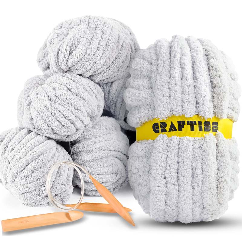 TEMU Chunky Chenille Yarn For Crocheting - Jumbo 7 Weight (27 Yds, 8 Oz Each ), Bulky Thick Crochet Knit Blanket Chunky Yarn For Hand Knitting With