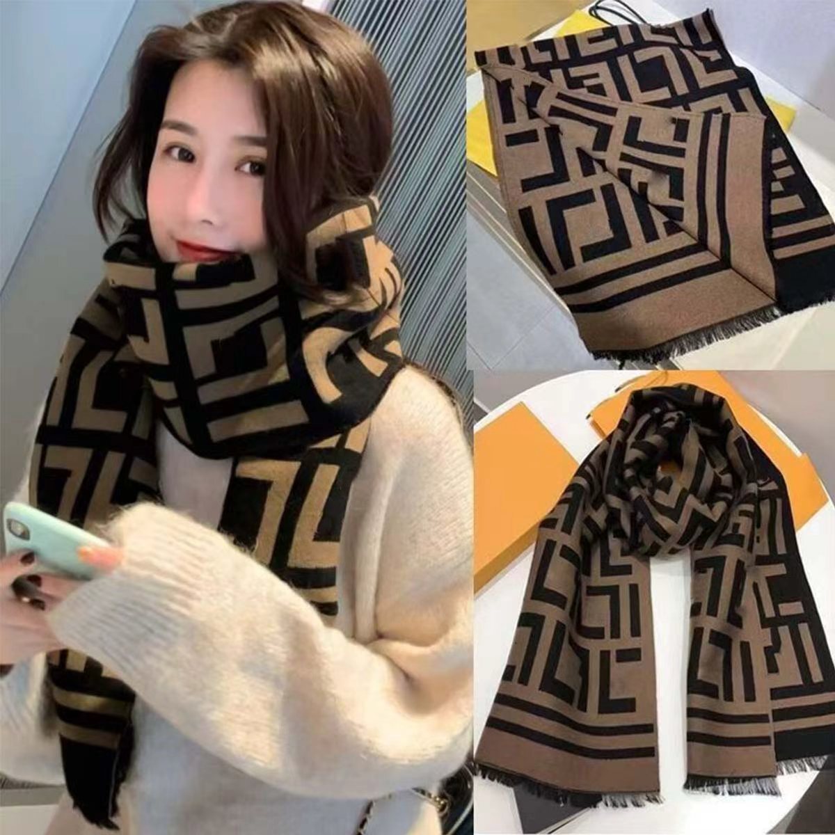 Scarves Scarf Designers Stylish Women Cashmere Designer Scarf Full Letter Printed Scarves Soft Touch Warm Wraps With Tags Autumn Winter Long Shawls
