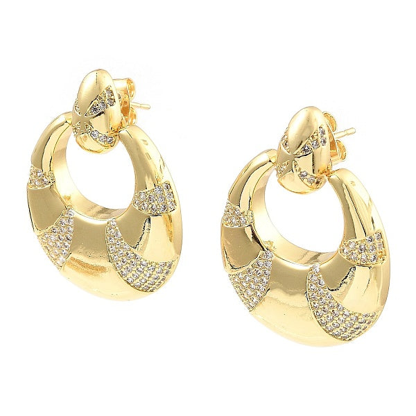 Boucles d'oreilles pendantes en laiton plaqué micro pavé