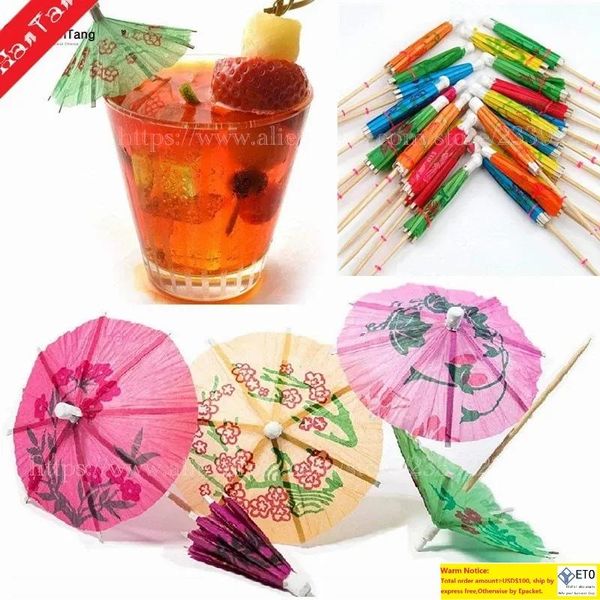 144pcs Paper Cocktail Parasols Umbrellas Drinks Picks Wedding Event Party Supplies Holidays Cocktail Garnishes Holders F0705x