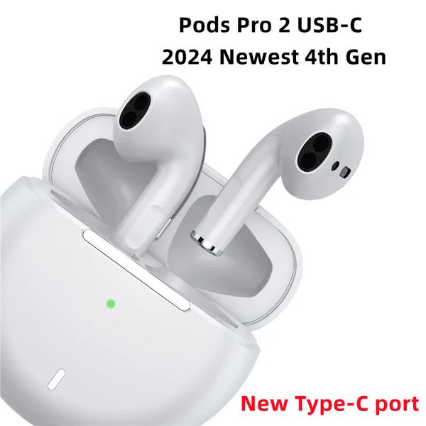 2024 Earbuds Pods 4th Gen Pods Pro 2 With ANC USB C TWS Earphones Wireless Headphones Active Noise Cancellation Earphone Headset USB-C charg