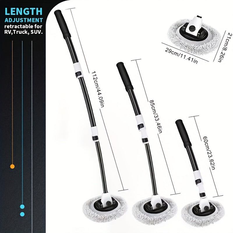 TEMU Car Washing Equipment Car Washing Brush Telescopic Long Handle Cleaning Mop Auto Parts Microfiber Adjustable Length Car Cleaning Brush