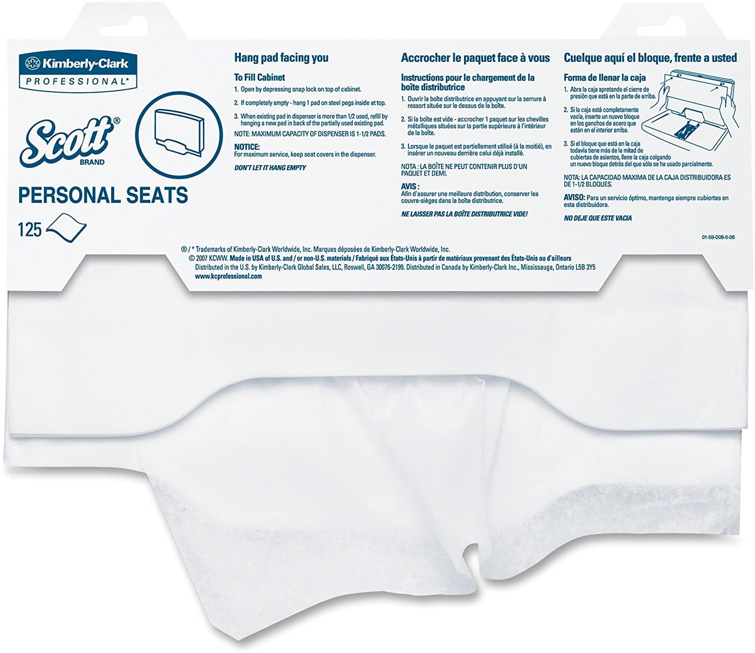 Scott Toilet Seat Cover, 15 X 18 Inch, Pack of 125