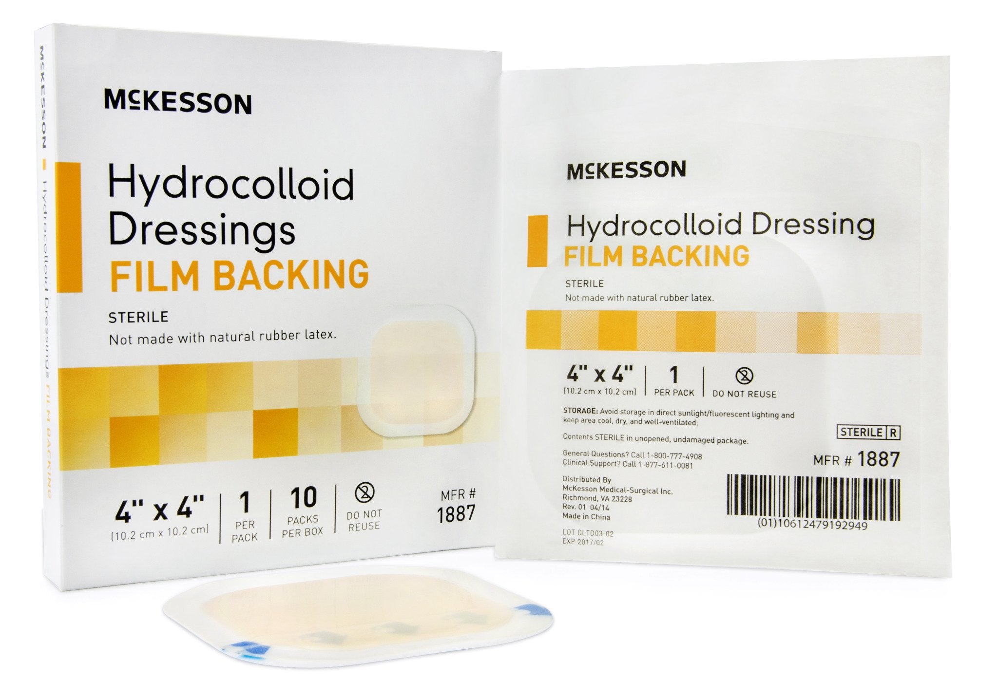 McKesson Hydrocolloid Dressing Film Backing, 4" x 4" Square, 200 Each - Case