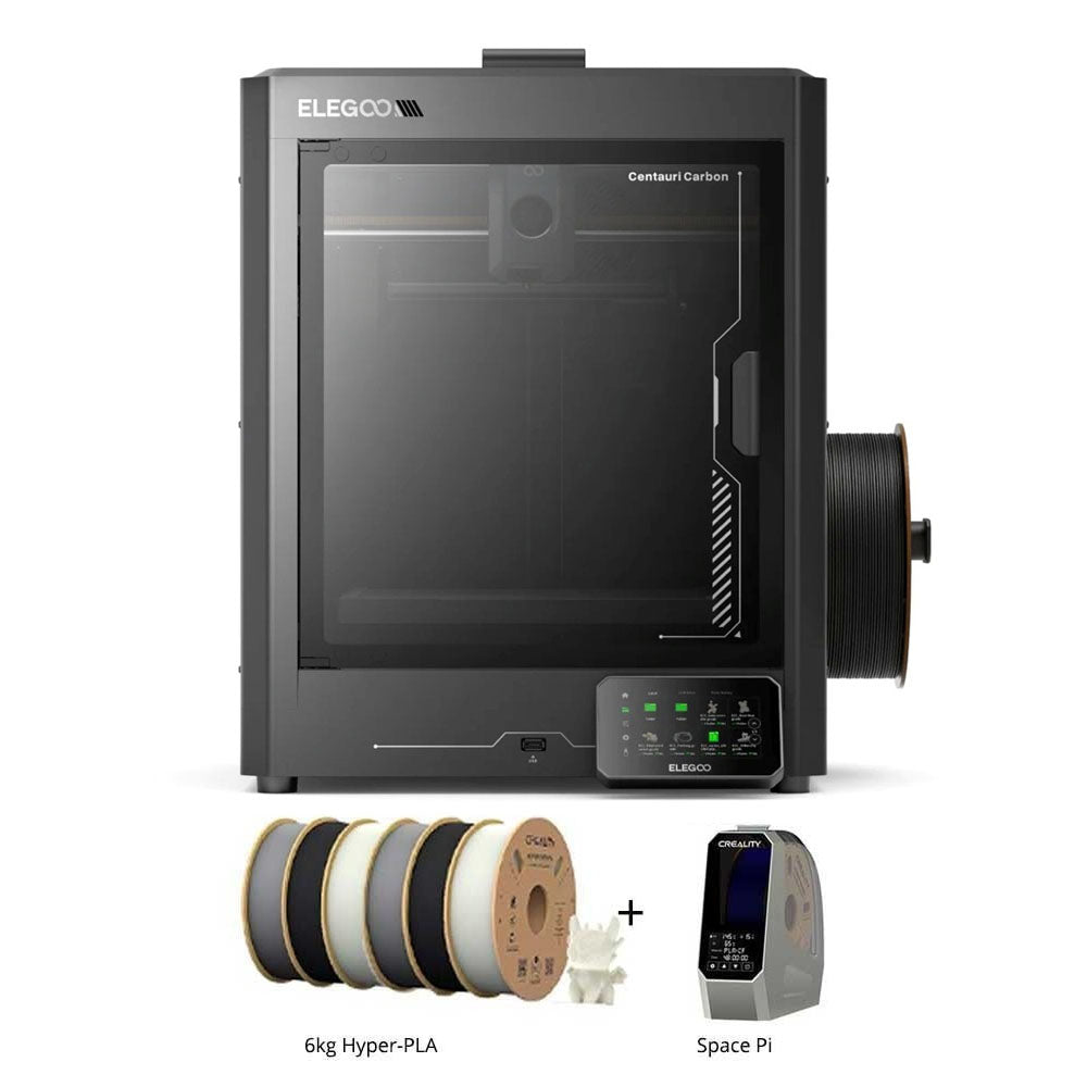 Imprimante 3D Elegoo Centauri Carbon, séchoir Creality Space Pi 6 kg, Creality Hyper-PLA - 2 kg noir, 2 kg blanc, 2 kg gris