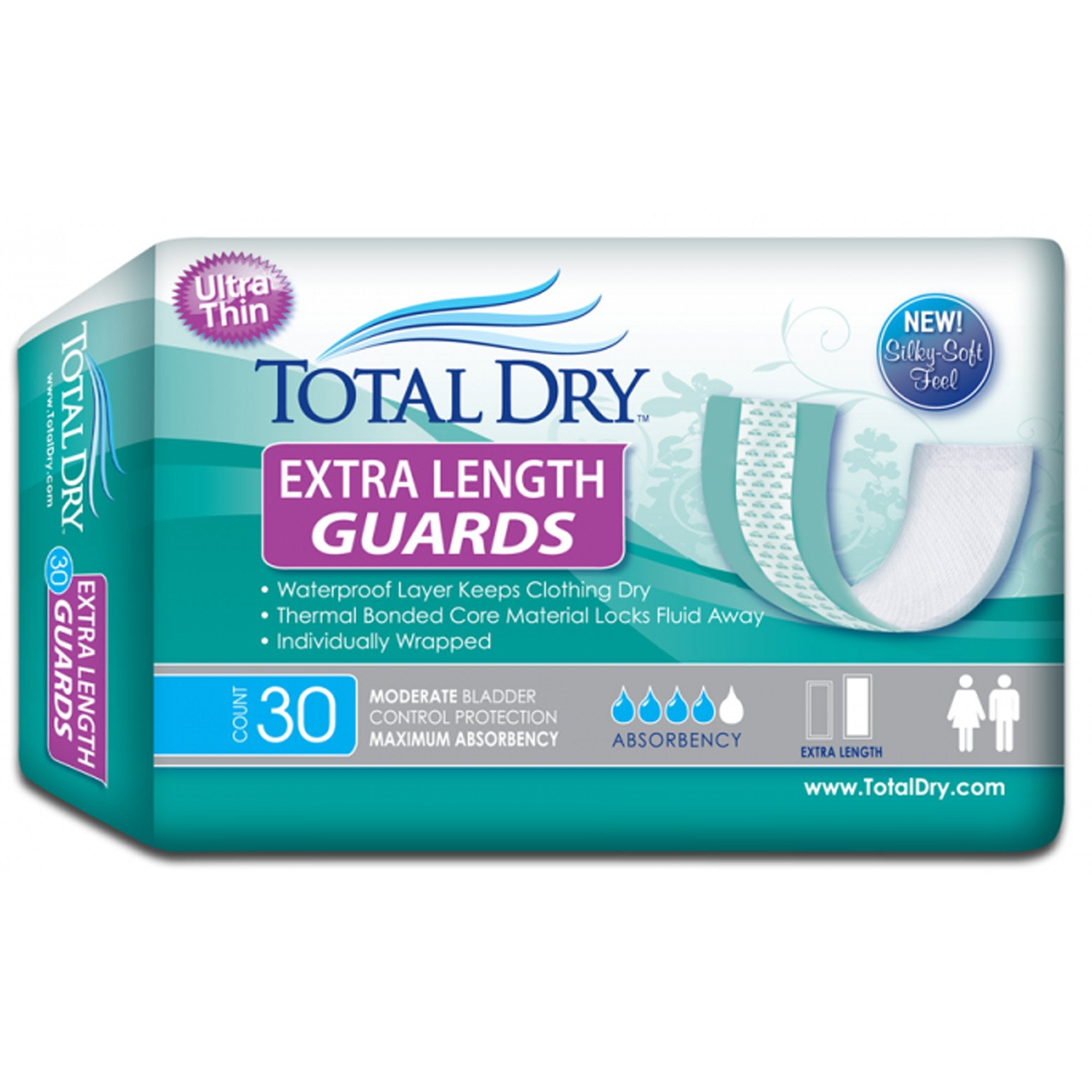 TotalDry Maximum Absorbency Bladder Control Pad, 12-Inch Length, Case of 180
