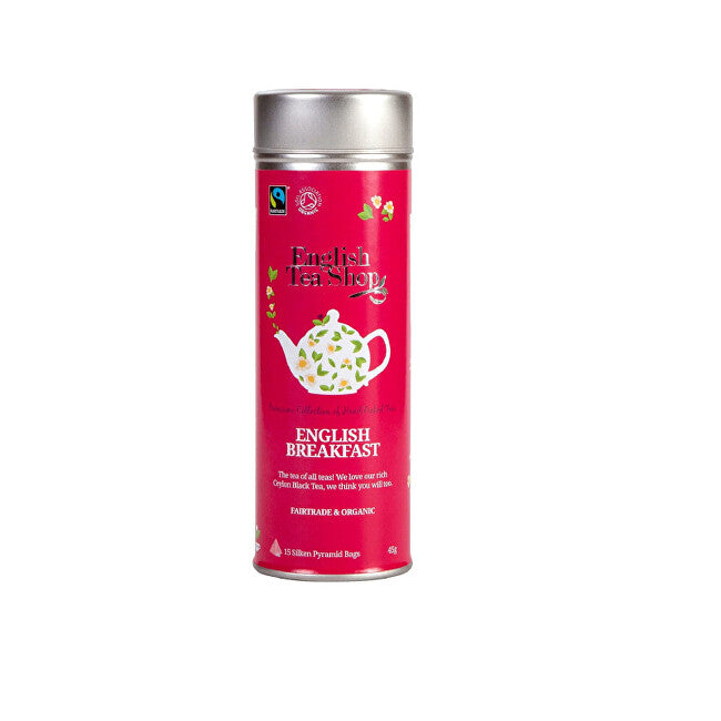 English tea shop Engelsk frokost med svart te og 15 pyramider i una blikkboks