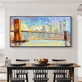 100% pintado à mão texturizado cidade pintura urbana artesanal acrílico abstrato paisagem pintura a óleo decoração de parede pintura de santiago para sala de e
