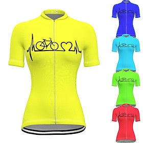 21Grams Racing Cycle Heartbeat Women's Cycling Jersey Summer Spandex Polyester Yellow Bike Tee Tshirt Jersey Top Mountain Bike MTB Road Bike Cycling Breathable