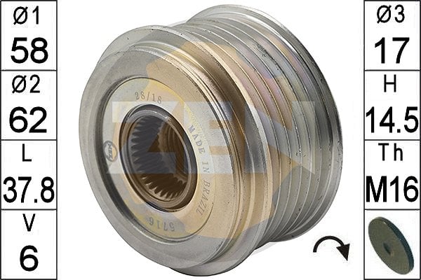 Alternator Freewheel Clutch ERA ZN5716
