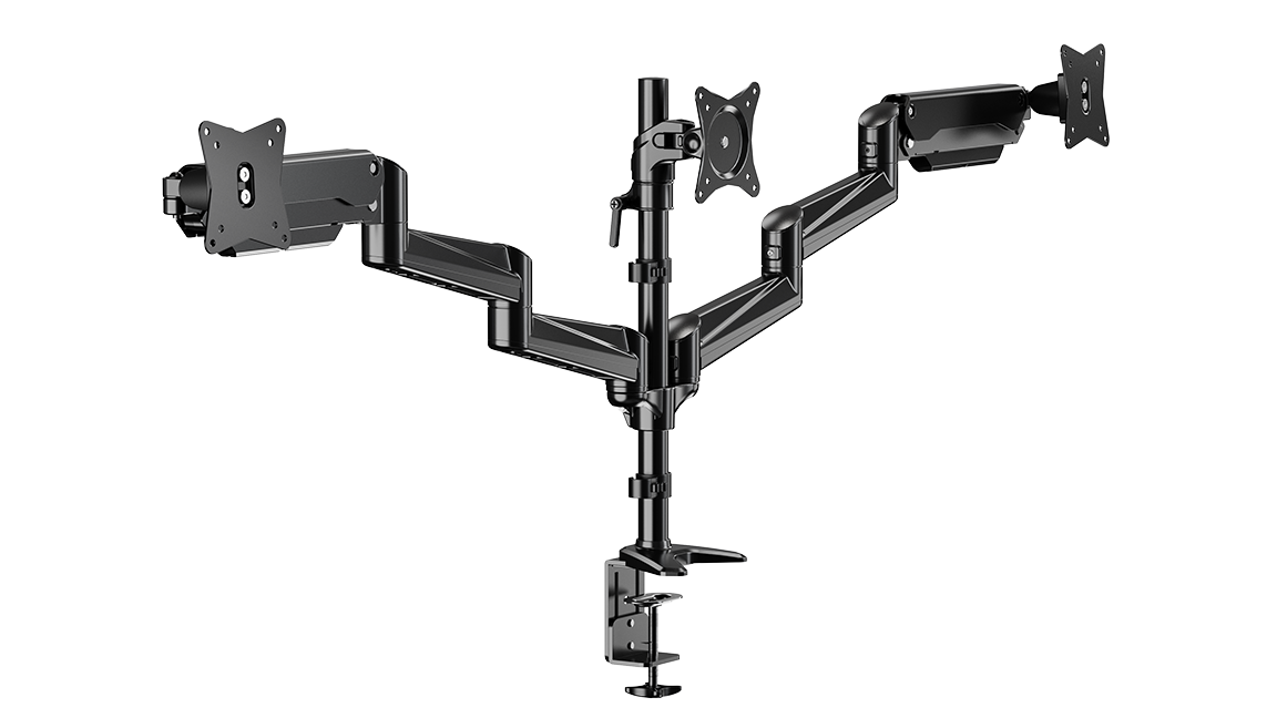 ErgoAV Triple Monitor Gas Spring Desk Mount: For 3 Monitors 13" to 32"