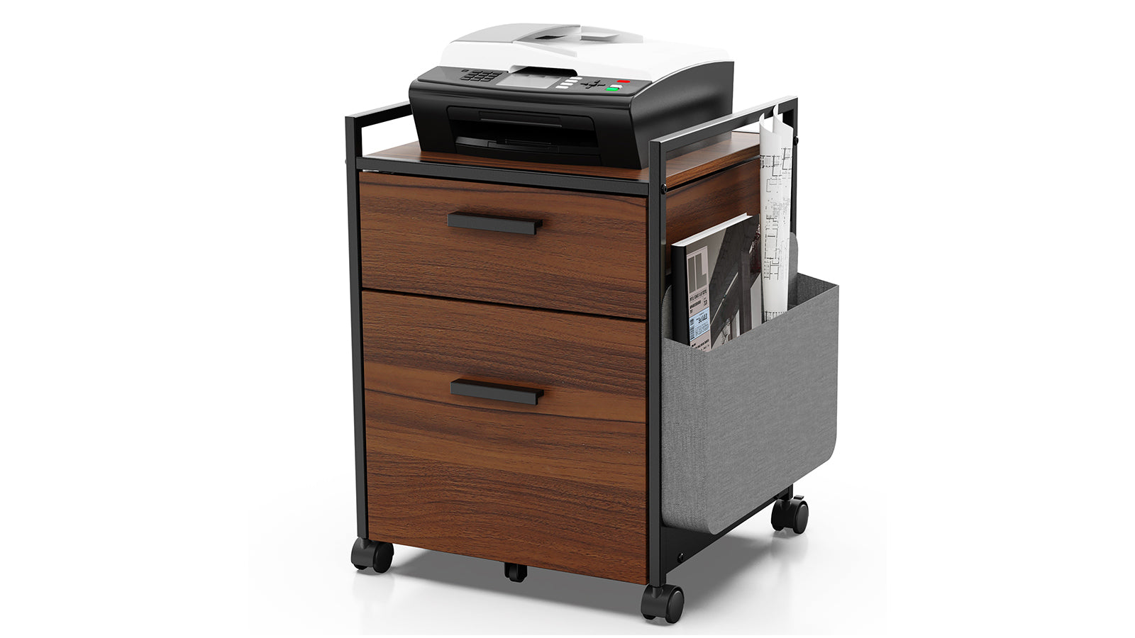 EUREKA ERGONOMIC 2-Drawer Mobile Vertical Filing Cabinet Walnut