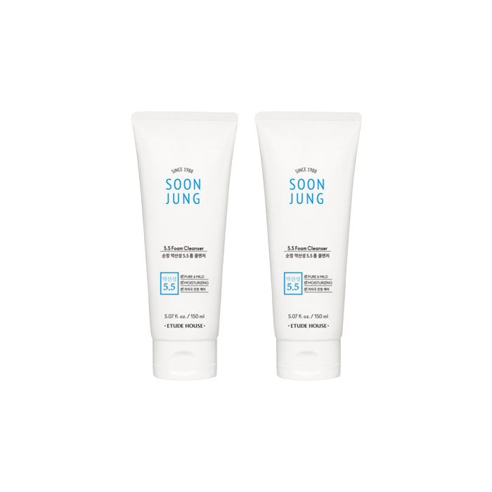 ETUDE - Soon Jung 5.5 Foam Cleanser - 150ML - White (2ea) Set