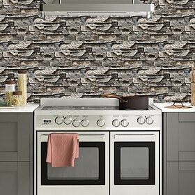 6pcs-set DIY Peel and Stick Vinyl Wall Tile Stickers, Waterproof and Oil-Proof, Removable Decals for Living Room, Kitchen, Bathroom, 30x15cm