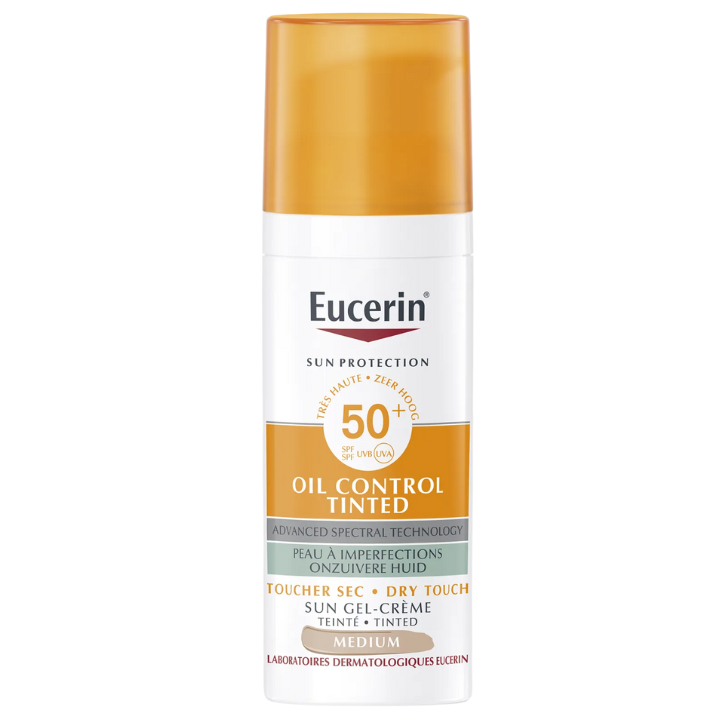 Eucerin Beskyttende olje Control Tinted Gel-Cream Medium Tint Dry Touch Imperfect Skin SPF50+ 50ml