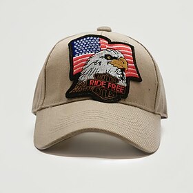 Men's Baseball Cap Sun Hat Trucker Hat Black Wine 100% Cotton Embroidered Fashion Casual Street Daily American Flag Adjustable Sunscreen Breathable