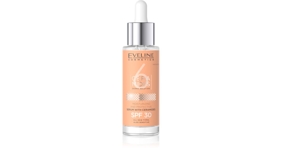 Eveline Cosmetics 6 ceramider skyddsserum för torr och känslig hud Spf 30 30 Ml