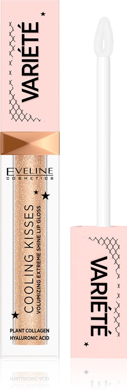 Eveline Cosmetics Variété Cooling Kisses feuchtigkeitsspendender Lipgloss mit erfrischender Wirkung, Farbe 01 Ice Mint, 6,8 ml