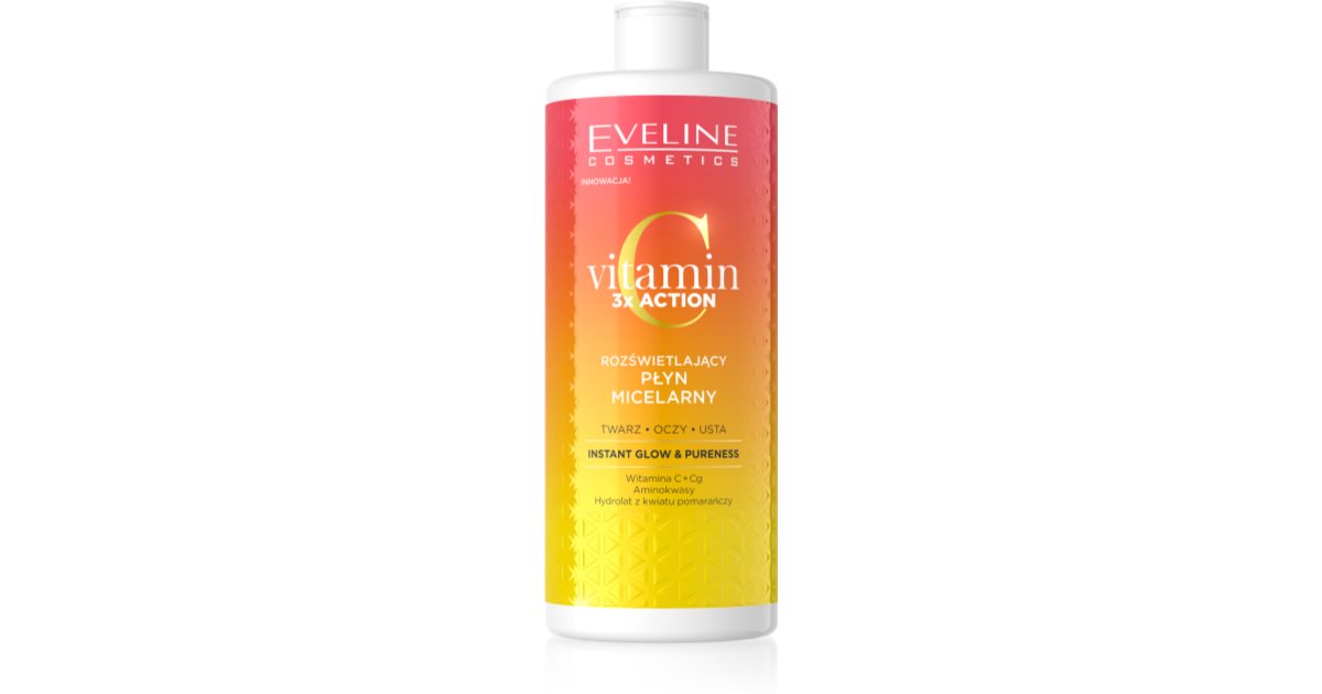 Eveline Cosmetics Agua Micelar Iluminadora E Hidratante Vitamina C 3X Acción 500 ml
