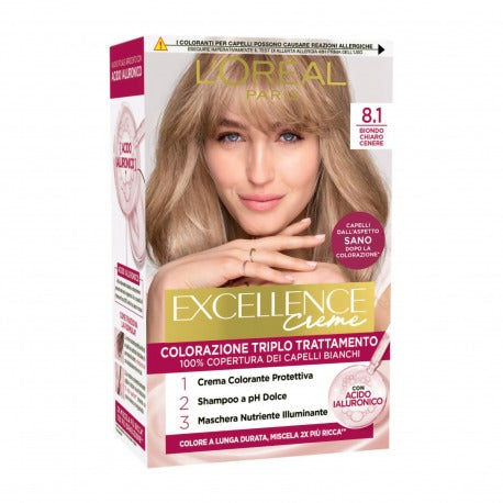 Vopsea de păr L'Oréal Paris Excellence Triple Treatment Blond Deschis Cenușiu (8.1)