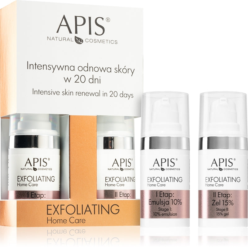 Apis Natural Cosmetics Exfolierande hemmavårdsset för omstrukturering och intensiv hudåtstramning 2× 15 ml