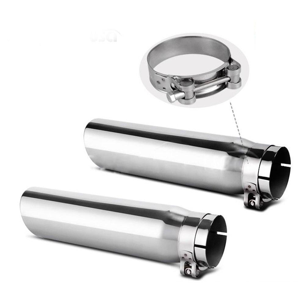 YITAMOTOR® 2pcs 2.5 Inch Inlet Chrome Exhaust Tip Universal Stainless Steel Exhaust Tailpipe Tip, Bolt on - Clamp On Design