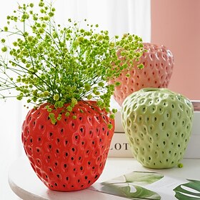 Vases de fraises créatifs arrangements de fleurs en résine décorations douces pour la maison ornements de bureau cadeaux 1pc