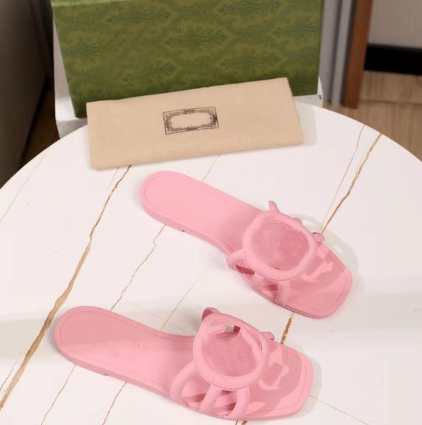Summer Luxury Designer Slippers Women Flat Heels Sweet Candy Sandals Vulcanized Hollow Fashion Party Shoes