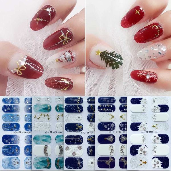 14Tips 3D Foil Nail Decal Christmas Nail Sticker DIY Manicure Full Nail Wraps Full Cover Self-adhesive Nail Art DecorationsXJ240814