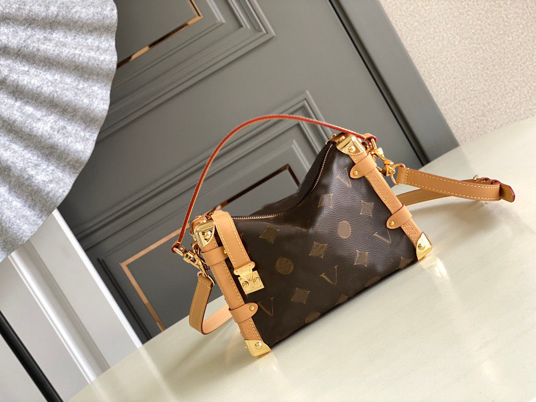 designer M46358 side trunk pm Soft box for women genuine leather shoulder crossbody package clutch handbag brand evening bags tote bag