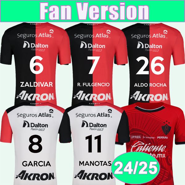 24 25 Atlas Mens Soccer Jerseys ALDO ROCHA ZALDIVAR R. FULGENCIO GARCIA MANOTAS J. MARQUEZ E. AGUIRRE Home Away 3rd Football Shirts