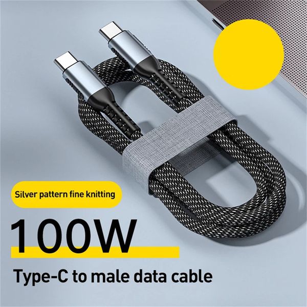 1M 100W 5A Fast Quick Charging to Type c PD Fabric USb For Samsung S22 S23 Xiaomi huawei iphone book Notebook Type-C USB C Cable