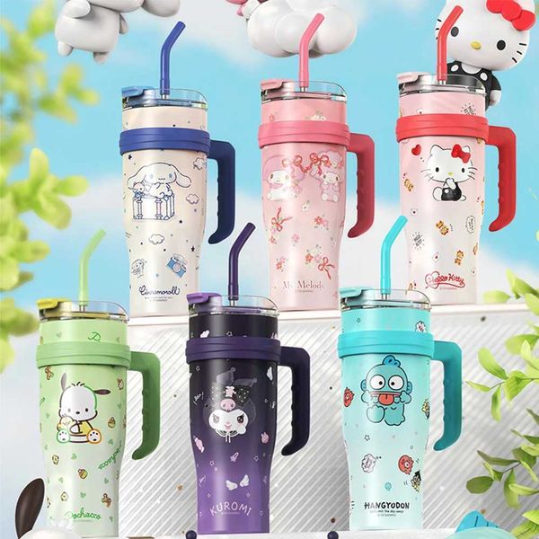 1200ml Drinking Steel Travel Mug with Handle and Straw Lid Cup Gifts Women for Water Iced Tea Or CoffeeX240823