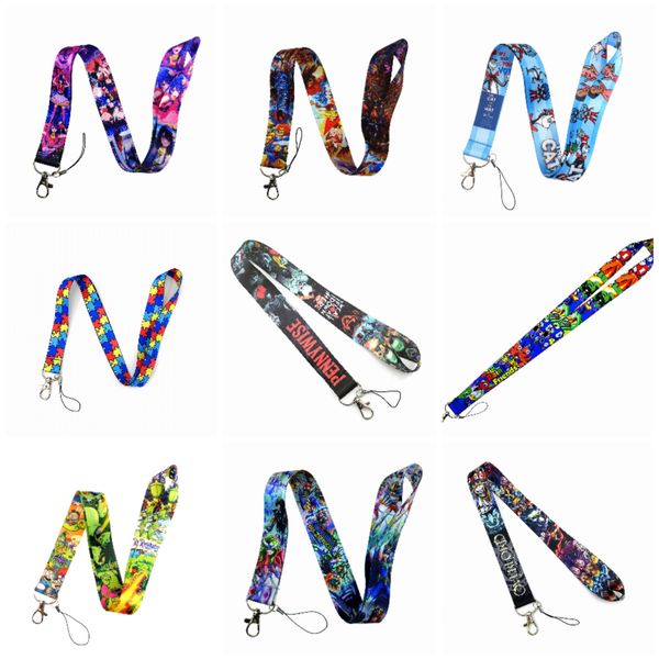 Cell Phone Straps Charms 30pcs Cartoon Japan Anime Movie Games Lanyard Key Chain ID Neck Holder Handbag Badge Boy Girl Keychain Gift Accesso
