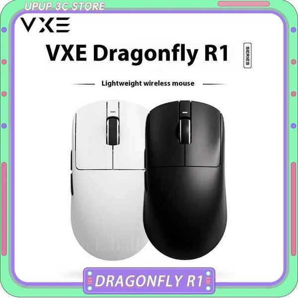 Mice Vgn Vxe Dragonfly R1 Mouse Three Mode R1 Se Pro Max Gamer Paw3395 Wireless Mouse Lightweight Ergonomic Pc Gamer Accessories Gift CL2412