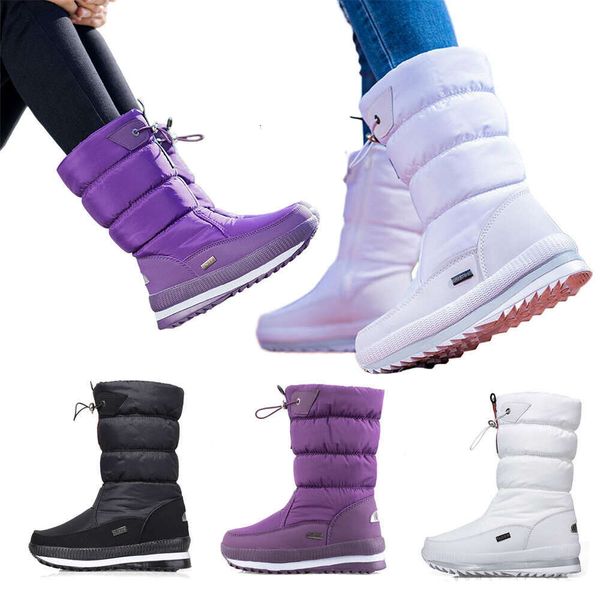 Women Warm Anti-Slip Boots Fur Lined Outdoor Waterproof Keep Warm Boots Water-Resistant Fashion Winter Shoes Comfortable