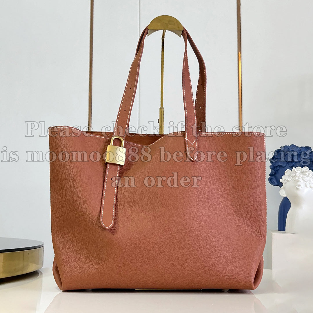 12A All-New Mirror Quality Designer Low Key Cabas Tote Bag 47cm Mediun Handbag for Women Real Leather Composite Bag Luxury Cowhide Purse Brown Shoul