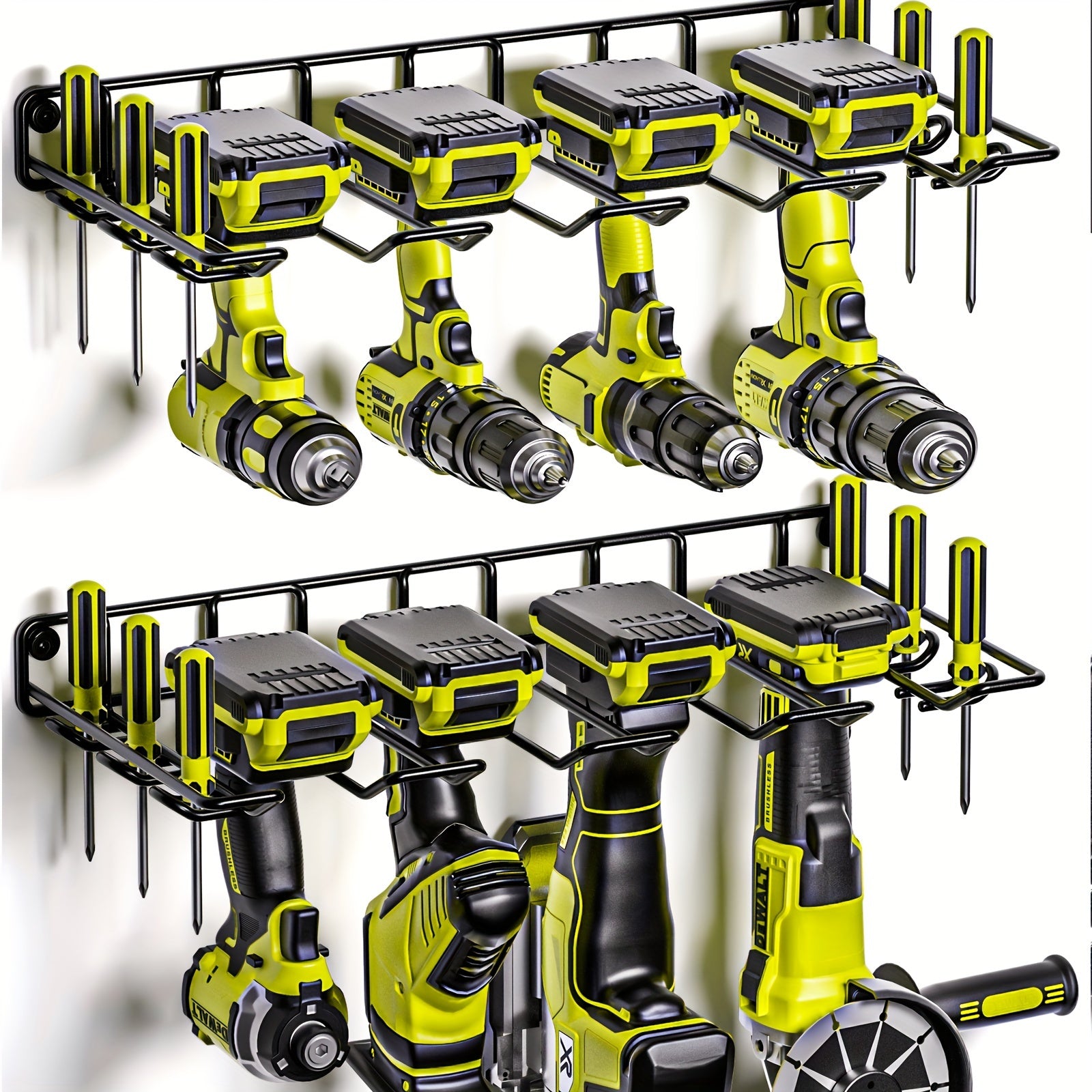 TEMU Drill Holder, Power Tool Organizer Wall Mount 8 Cordless Metal Shelf Holder, 50 Lbs & 2pcs, Utility Storage Rack For Cordless Drill In