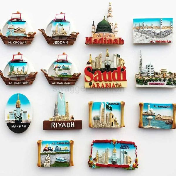 Middle East Saudi Arabia Fridge Magnet Bahrain Dammam Madinah Makkah Buraydah Tourism Decoration Resin Refrigerator StickerXJ240809