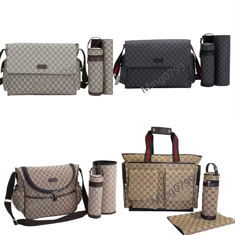 High quality diaper Bag Waterproof Designer Mom Bag Diaper bag 3 piece baby zipper brown check print bag C035