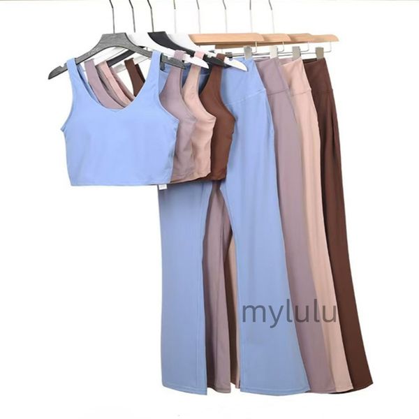 Align Yoga Set Women 2 Pieces Sportswear Gym Top U-shape Y-shape Bra Fiess bell bottom Workout set Sports Clothes Tracksuits Jogger