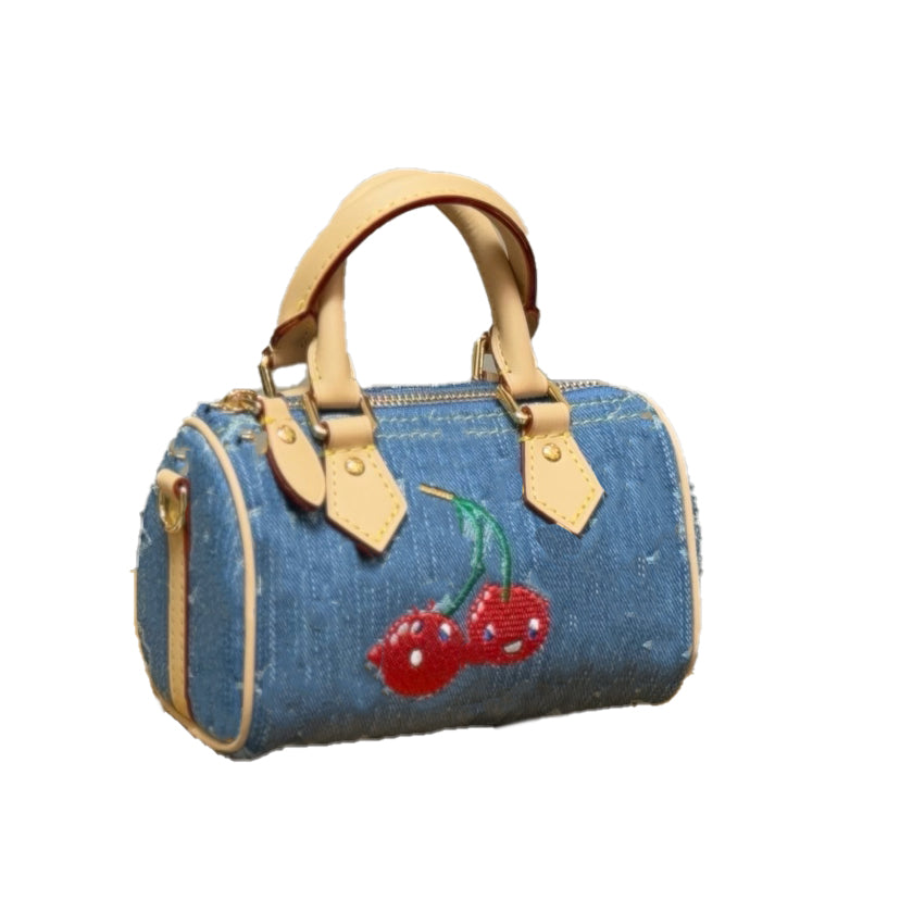 Embroidered Cherry Women s Designers Bags Leather Totes Biker Handbag Wallets Purse Card Holder pouch Laptop Messenger Bag