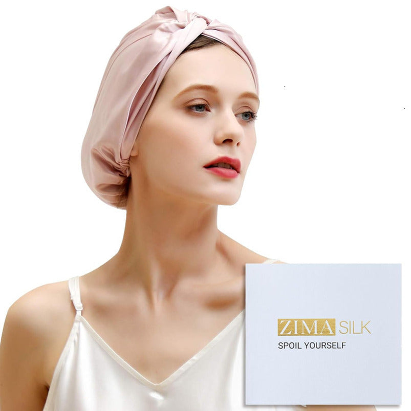 Simulated silk hair cap, specially designed for sleep and women&#039;s hair care, with high-quality elastic design that fits securely on the head